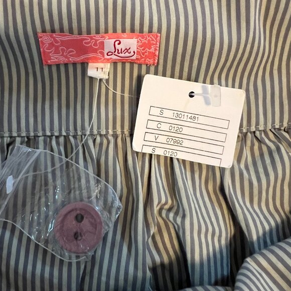 Lux Urban Outfitters Peplum Button Front Skirt NWT Size 11 Green Stripe - Picture 7 of 7